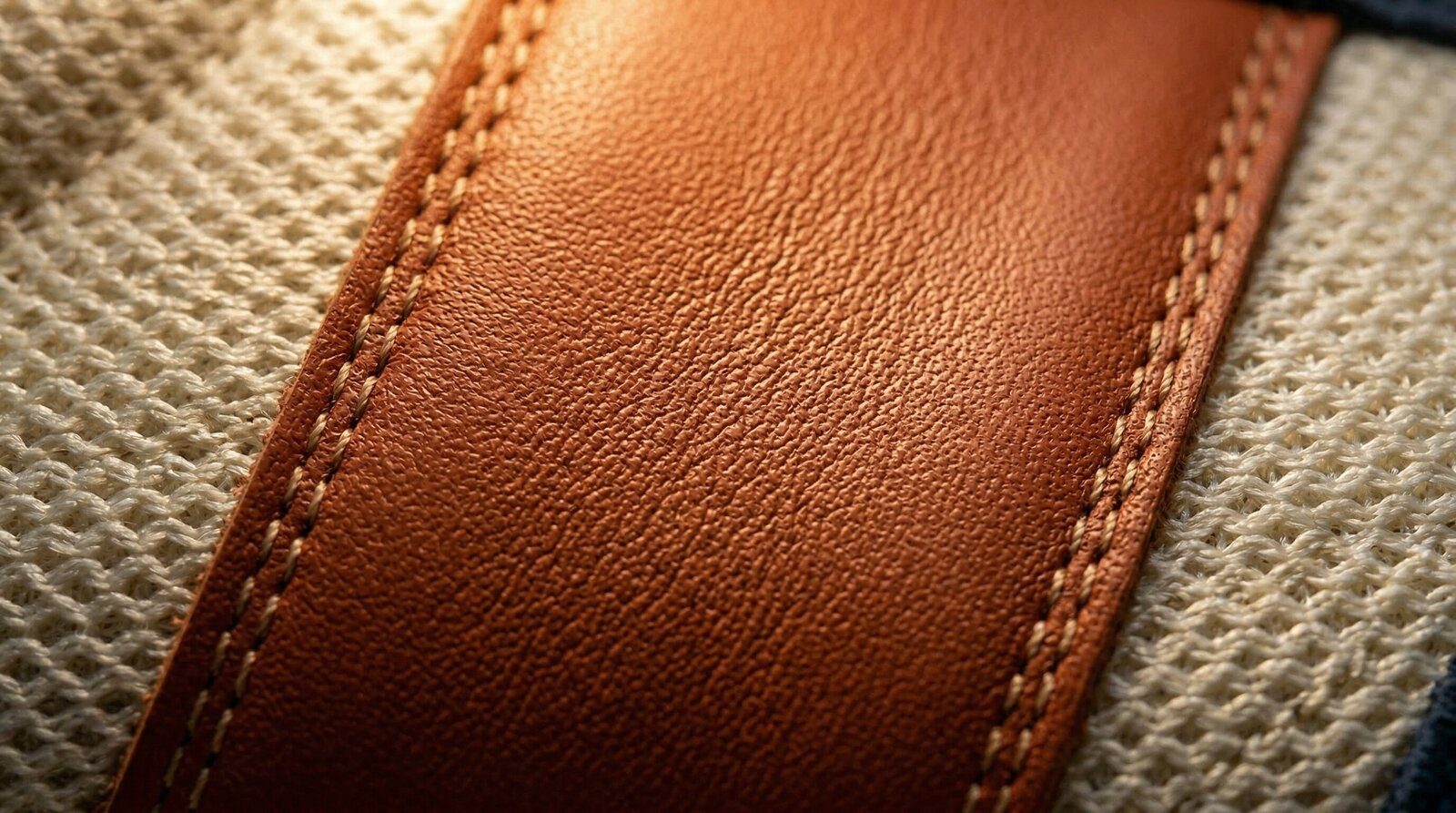 Extreme Close-up: Terracotta-Lederstreifen